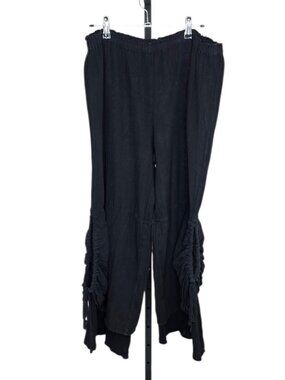 Oh My Gauze! Cinched Leg Pants, Black, 100% Cotton, Lagenlook, Boho, High Rise